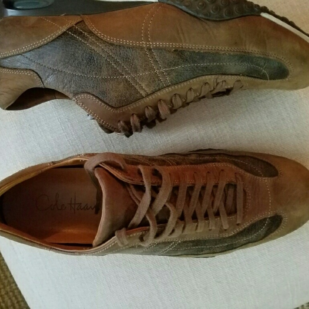 COLE HAAN Distressed Leather Casual Sneakers