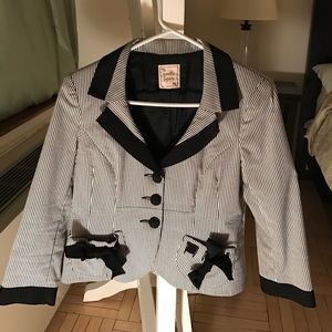Nanette Lenore Black and White Stripe Blazer