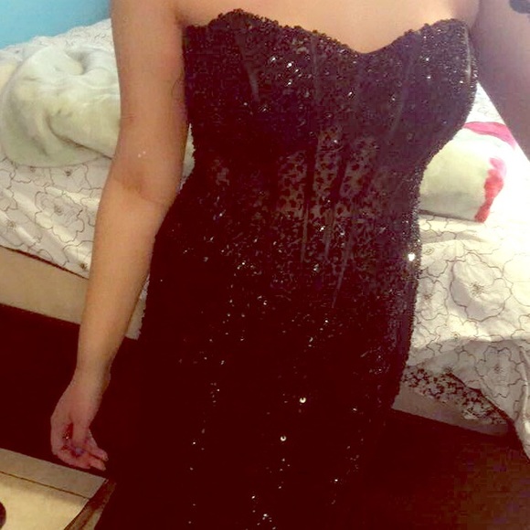 Black Mermaid Style Jovani Prom Dress - Picture 1 of 8