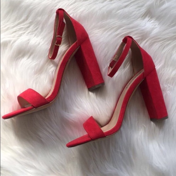 Red ankle strap heels - Picture 2 of 5