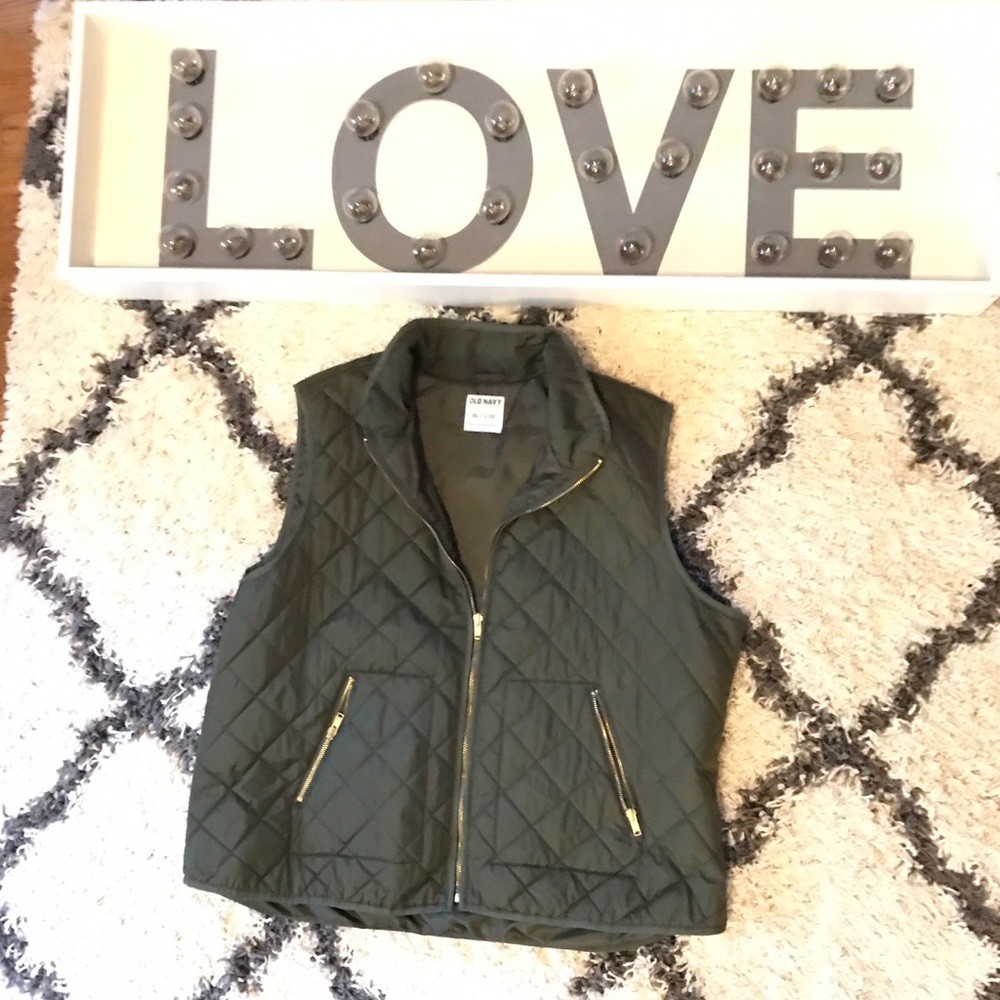 Deep green quilted vest