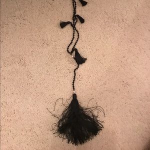 black tassel necklace with pearls
