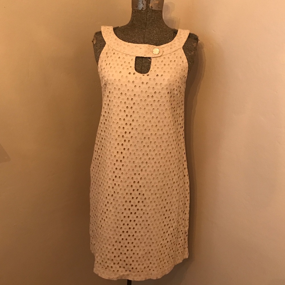 WHBM tan eyelet dress.  No flaws.  Sleeveless.