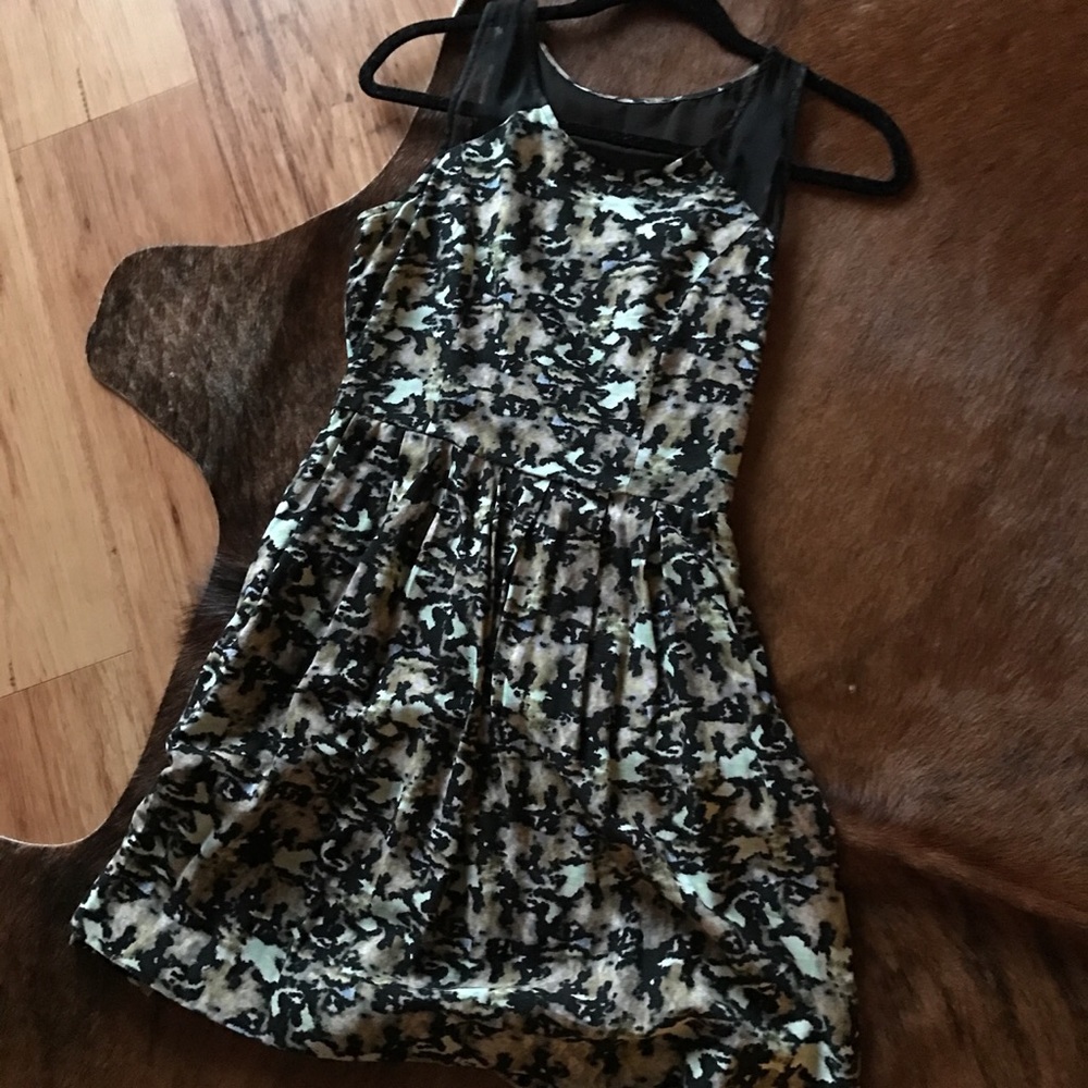 Printed mesh back dress