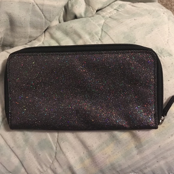 Claire's black sparkly bow wallet - Picture 2 of 4