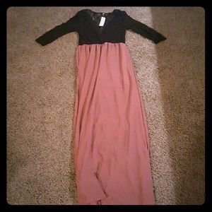 rose gold lace maxi dress