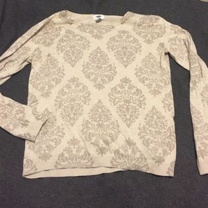 Tan Damask Print Sweater