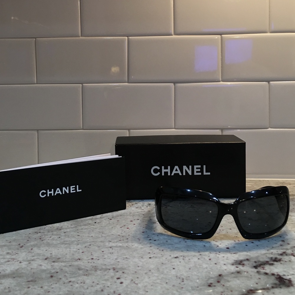 Authentic Chanel Black Mother of Pearl sunglasses