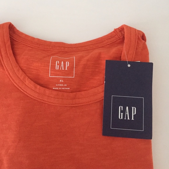 GAP - Mens Vintage Wash Orange Short Sleeve Tee Shirt - Picture 2 of 3