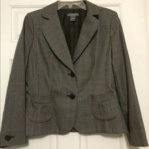 Ann Taylor Black and White Houndstooth Blazer 12P