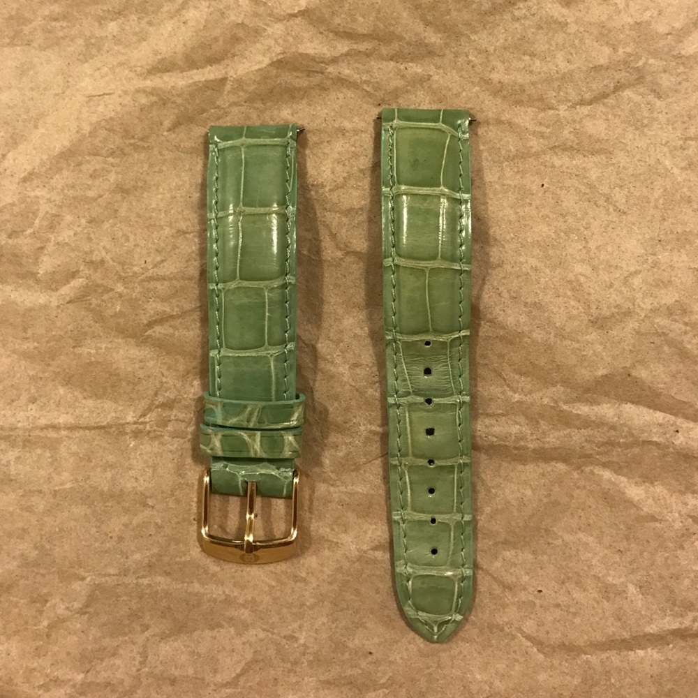 Michele 18 mm authentic green alligator strap