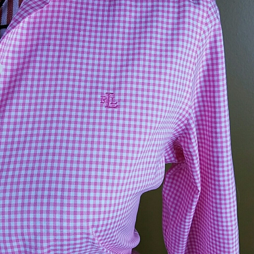 ❌SOLD❌Ralph Lauren Pink and White Gingham Button - Picture 2 of 3