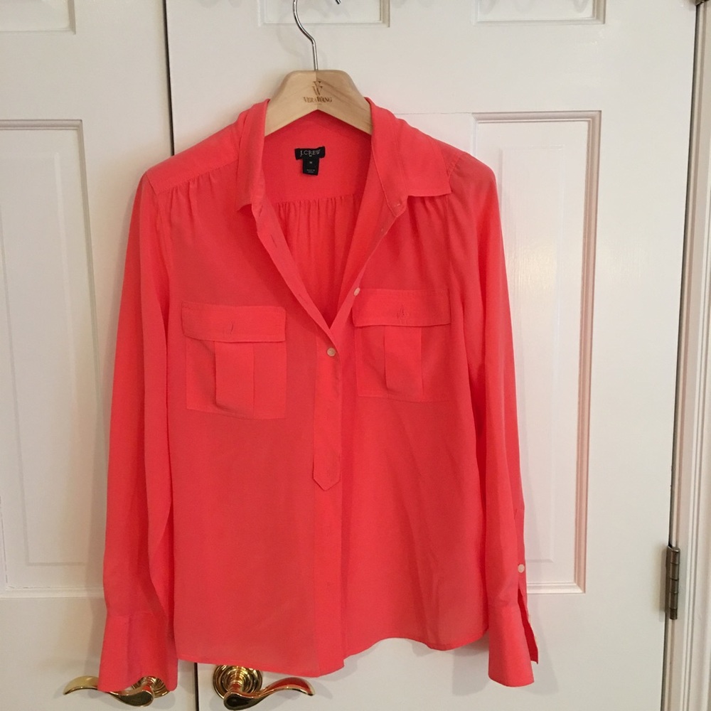 J Crew Hot Pink/Orange Blouse
