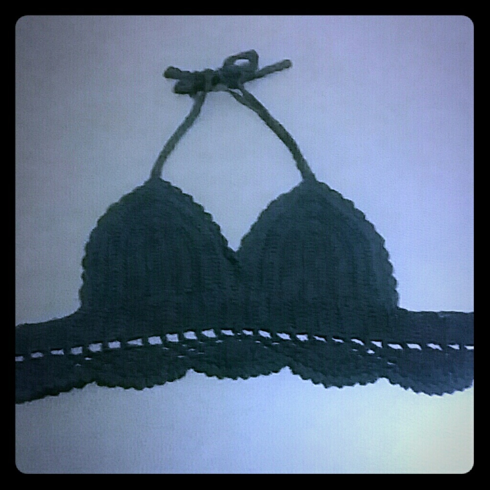 Black crochet halter bralette