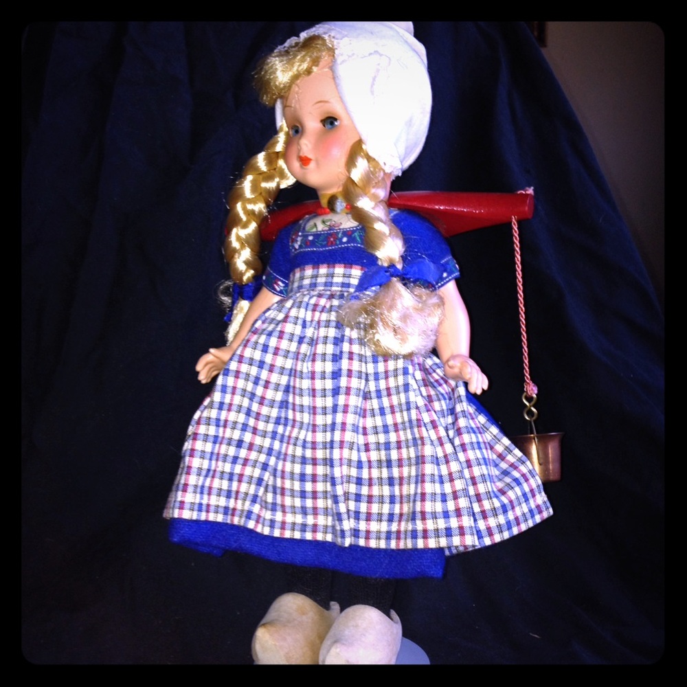 Dutch Girl from Holland Hand Carved Wooden Shoes