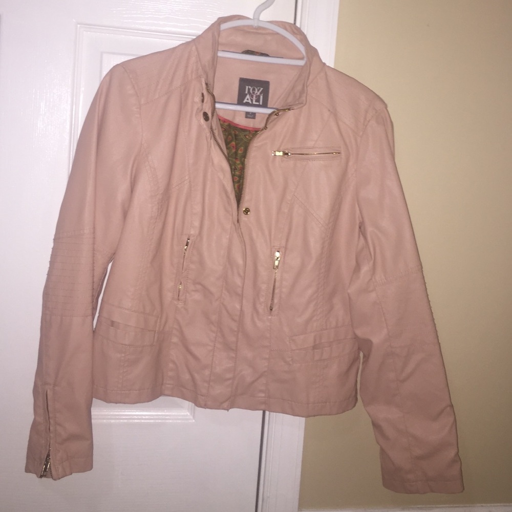Leather light pink jacket
