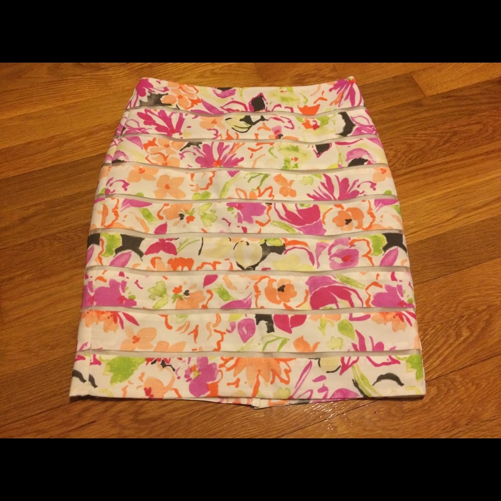 Ann Taylor Petite Floral Pencil Skirt 0P