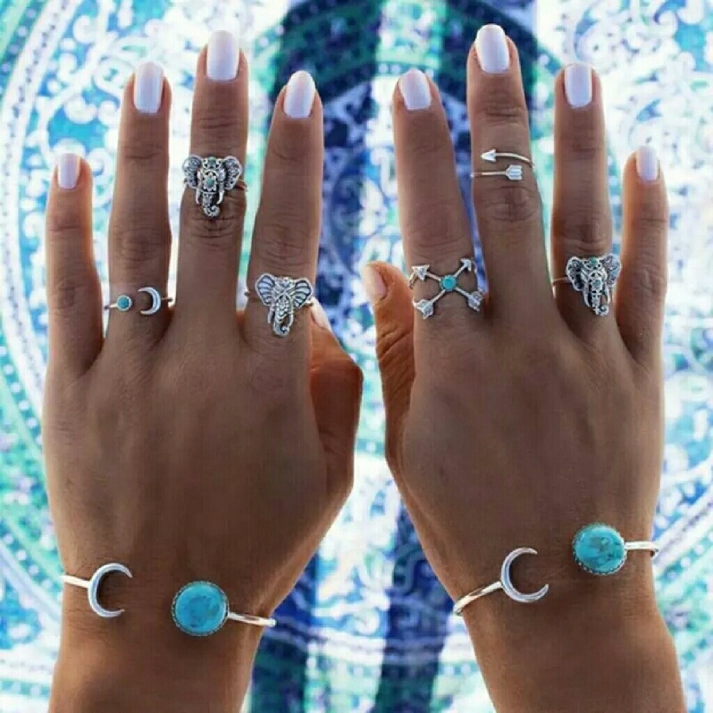 •2 for $15•Silver Half Moon Turquoise Cuff - Picture 3 of 5