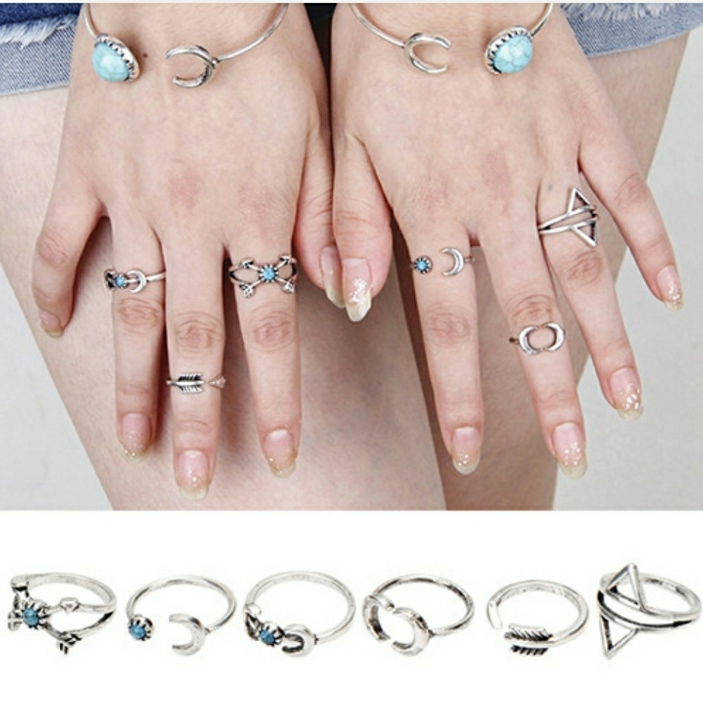 •2 for $15•Silver Half Moon Turquoise Cuff - Picture 5 of 5