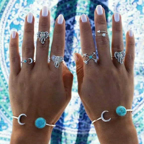 •2 for $15•Silver Half Moon Turquoise Cuff - Picture 3 of 5