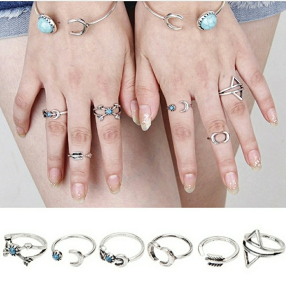 •2 for $15•Silver Half Moon Turquoise Cuff - Picture 5 of 5