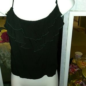 Black Ruffle Neckline spaghetti strap top