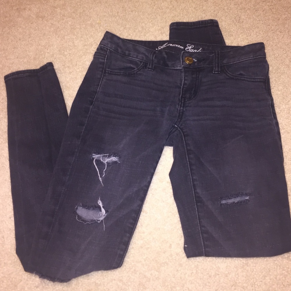 Distressed Black AE jegging size 2
