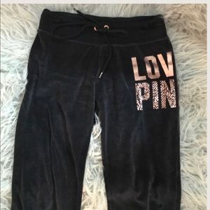 PINK velour black pants