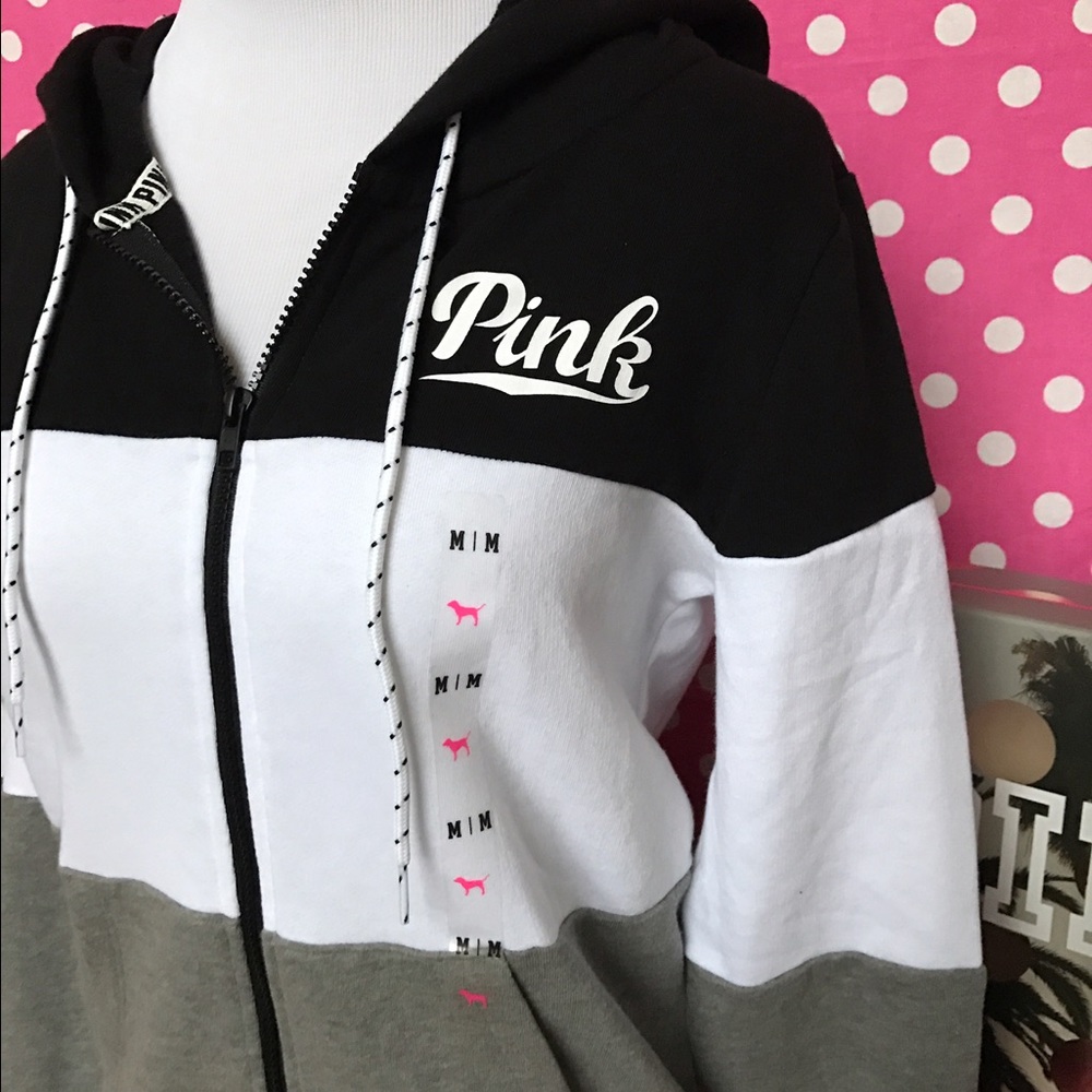 🚫SOLD🚫NWT PINK colorblock perfect full zip hoodi - Picture 3 of 4