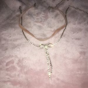 pink band + bow choker