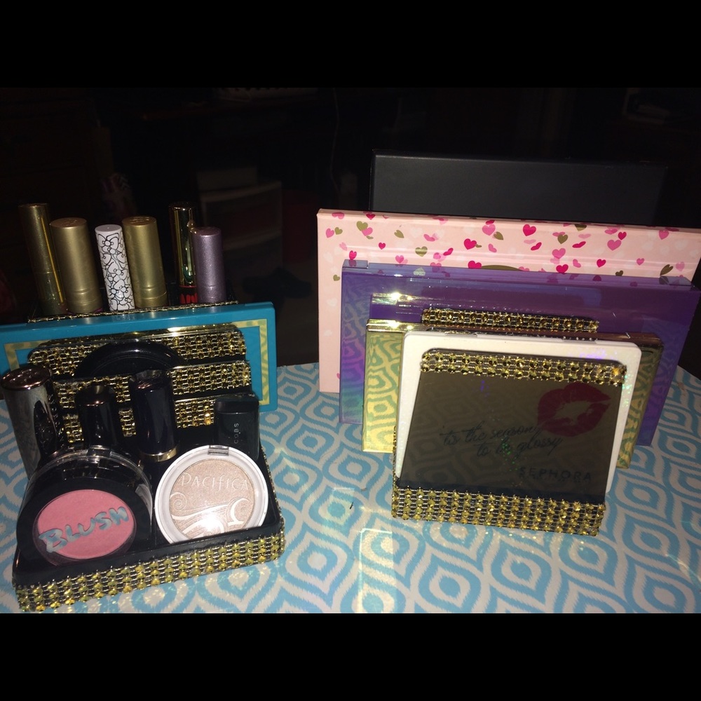 Set of 2 custom Black & Gold makeup organizer