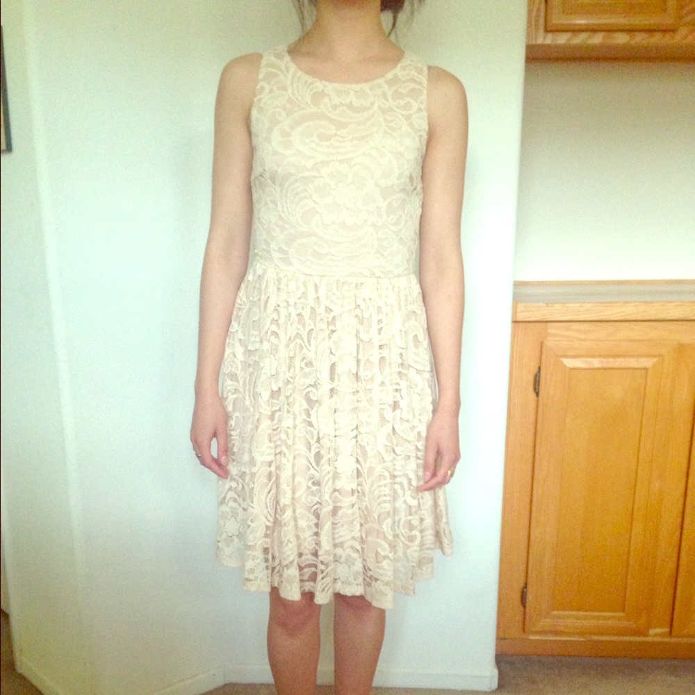 Cream lace skater dress