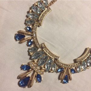 A goldtone  & blue statement necklace & earrings💕