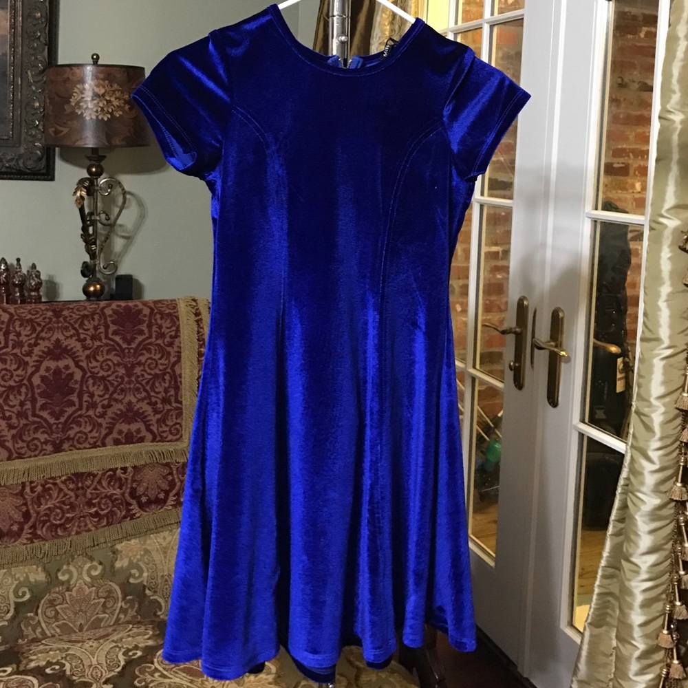Velvet royal blue dress.