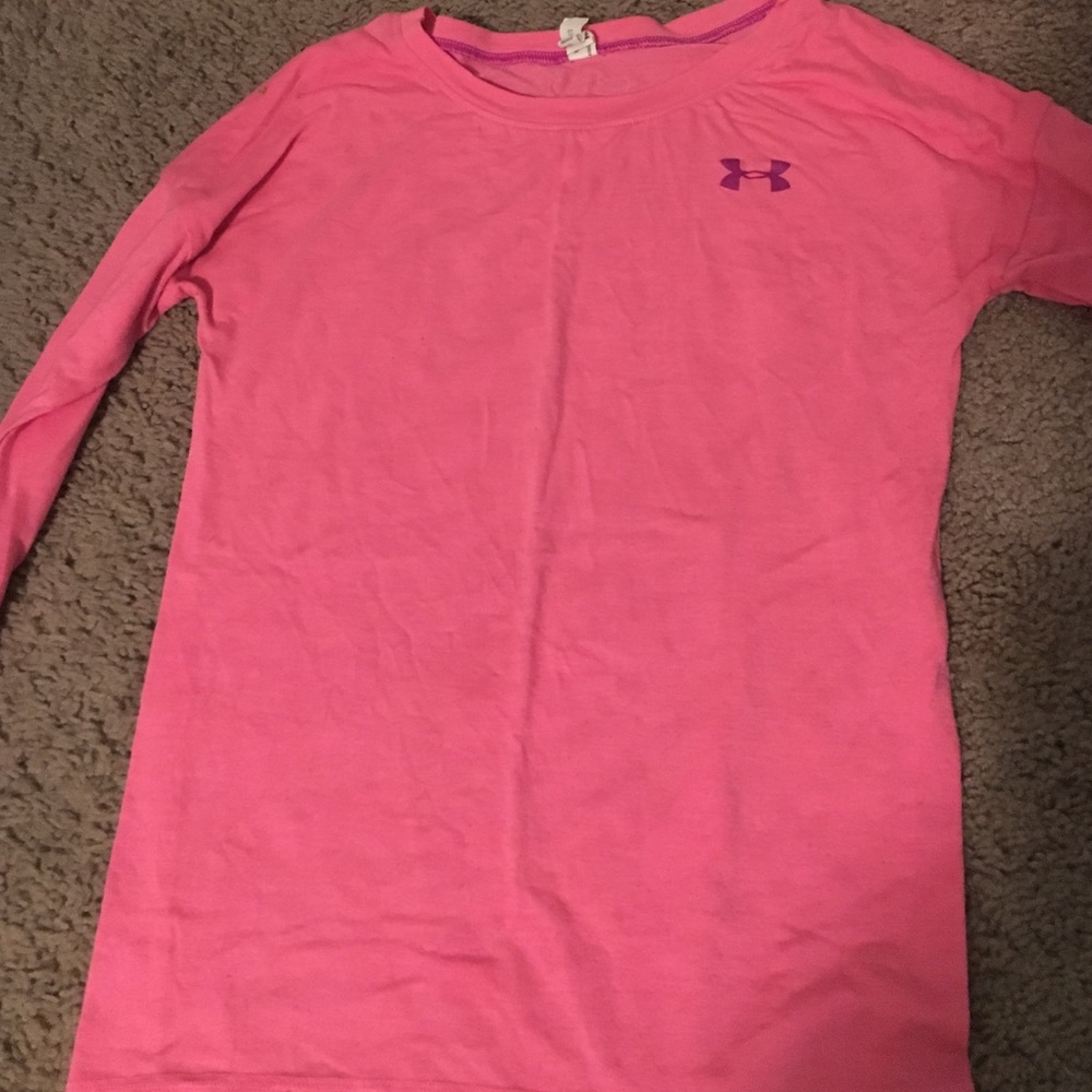Pink long sleeve under armour shirt