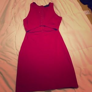 Red front cut out dress
