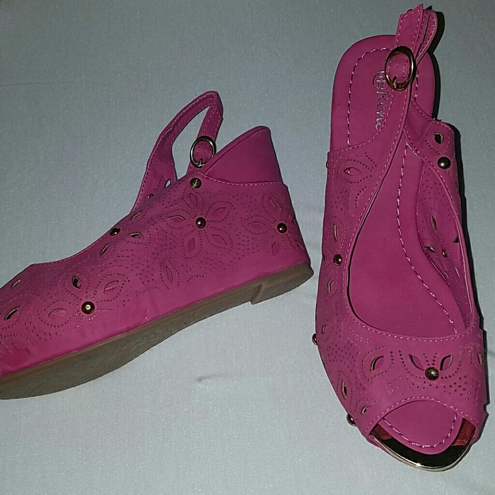 Pink embellished wedges/shoes