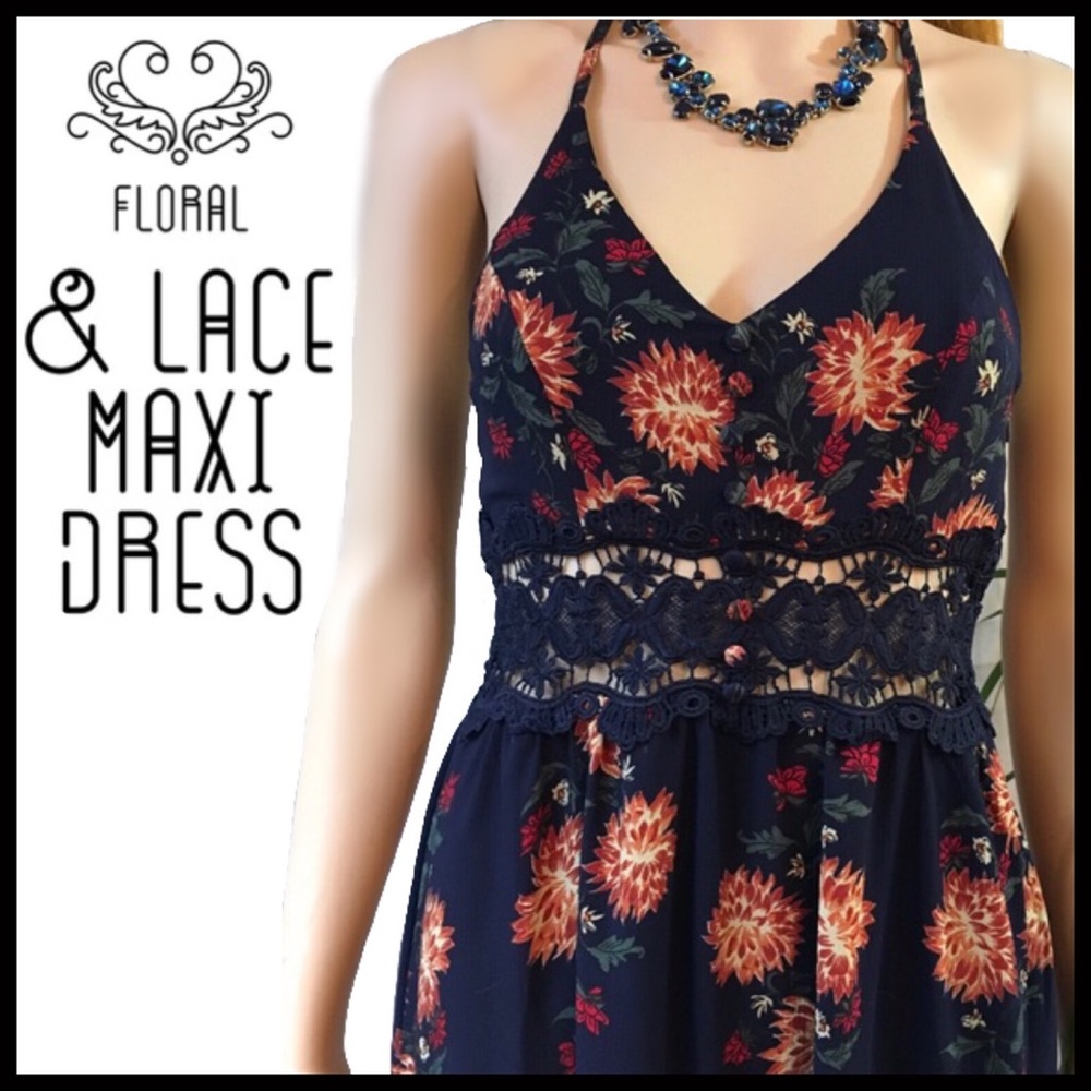 T-Back Lacey Maxi Dress - Picture 1 of 4