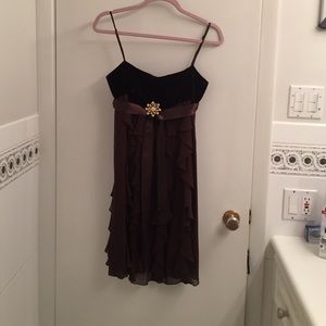 Brown velvet and silk dress