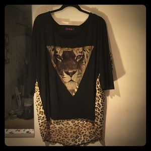High Low Leopard Top