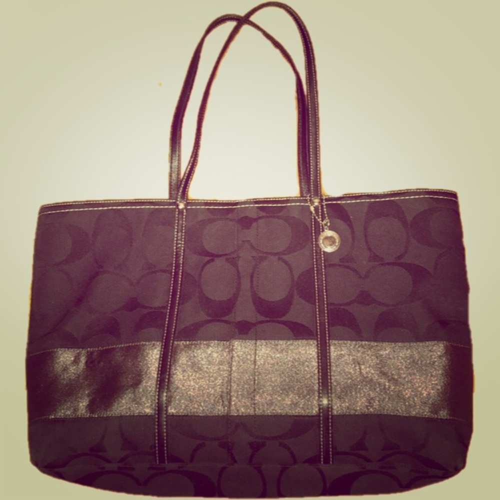 Black & Silver Coach Tote