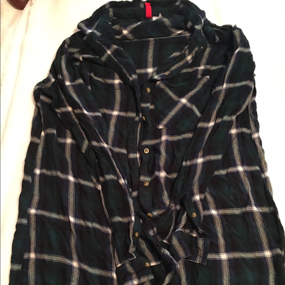 Casual button down plaid top
