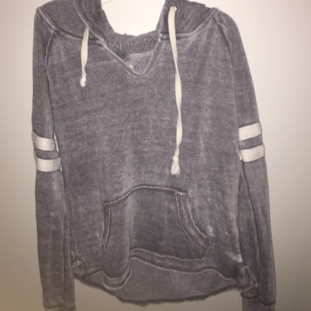 Grey V Neck Hoodie