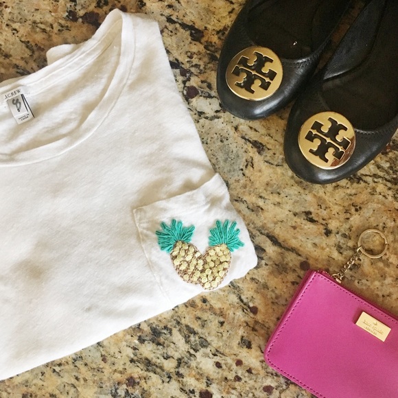 J. Crew Tops - J. Crew Linen Pineapple Pocket Tee