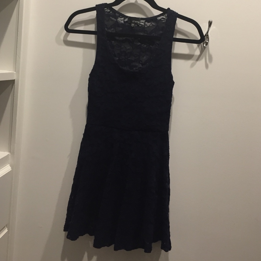 Aritzia navy lace dress