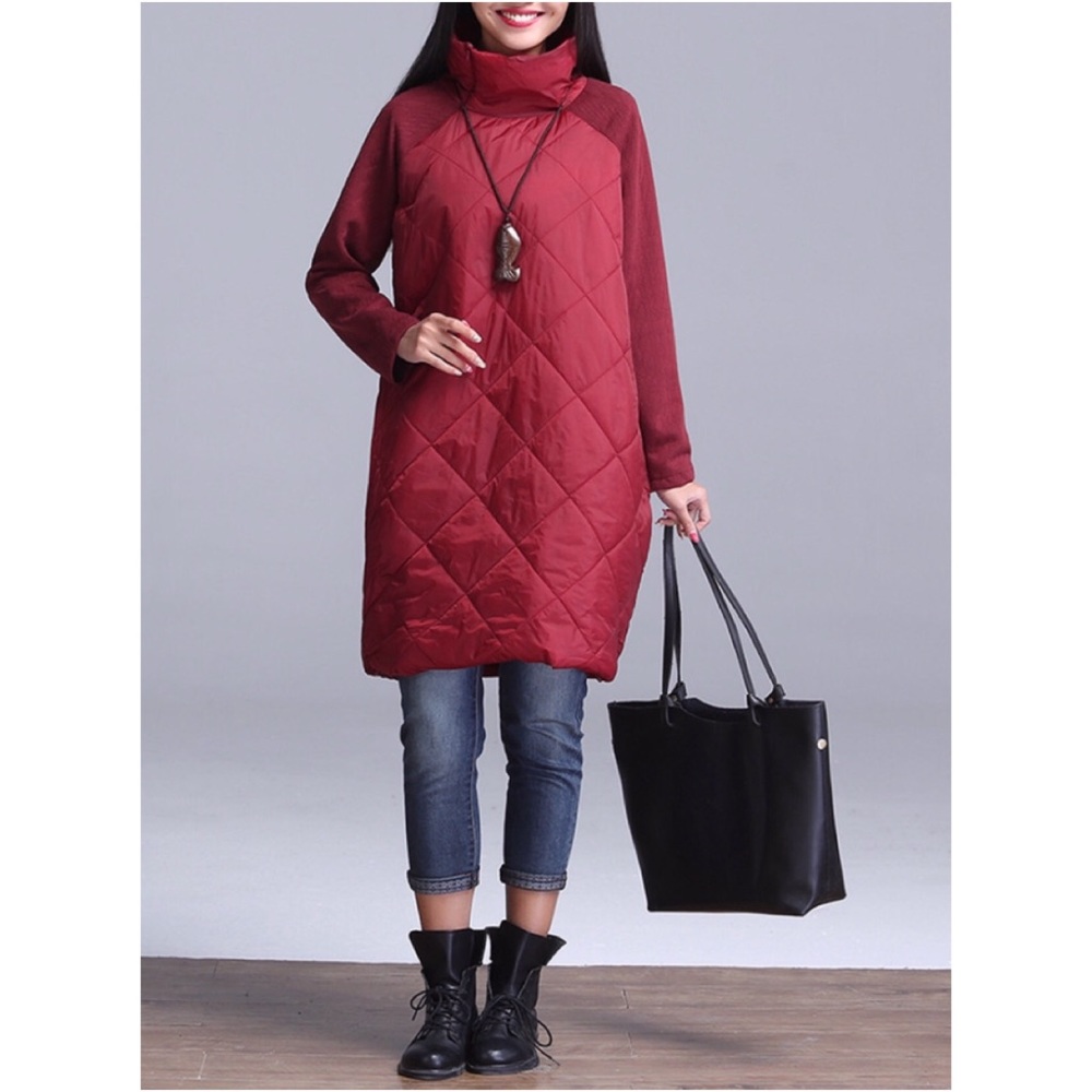 🎉New Women Turtleneck Casual Loose Red Tunic 🎉