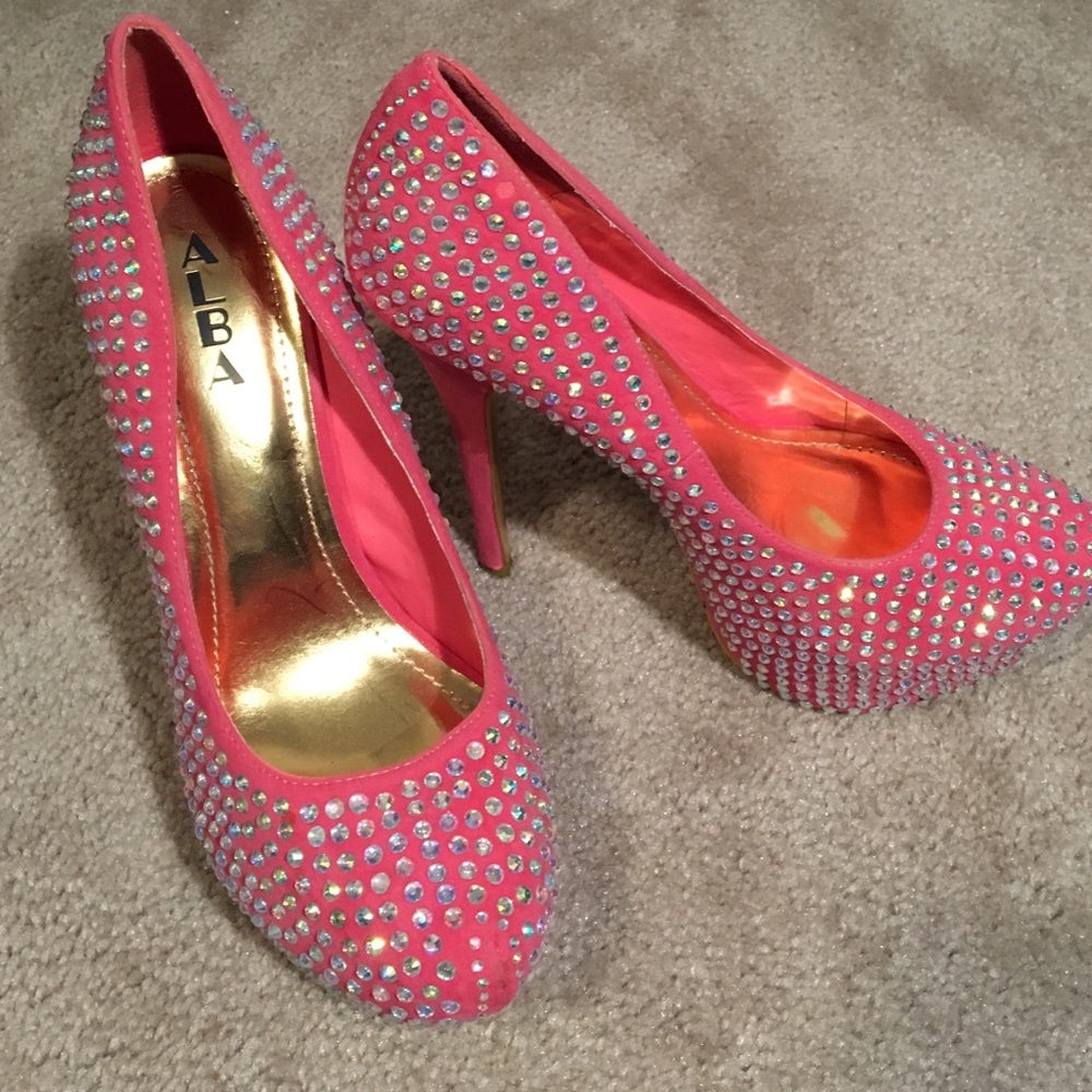 Pink 6" Rhinestone Stilletos
