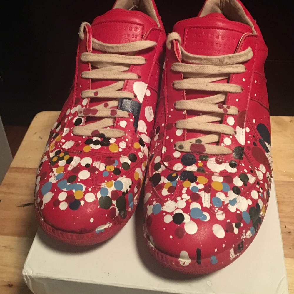 Masion Martin margiela paint splatter red shoes