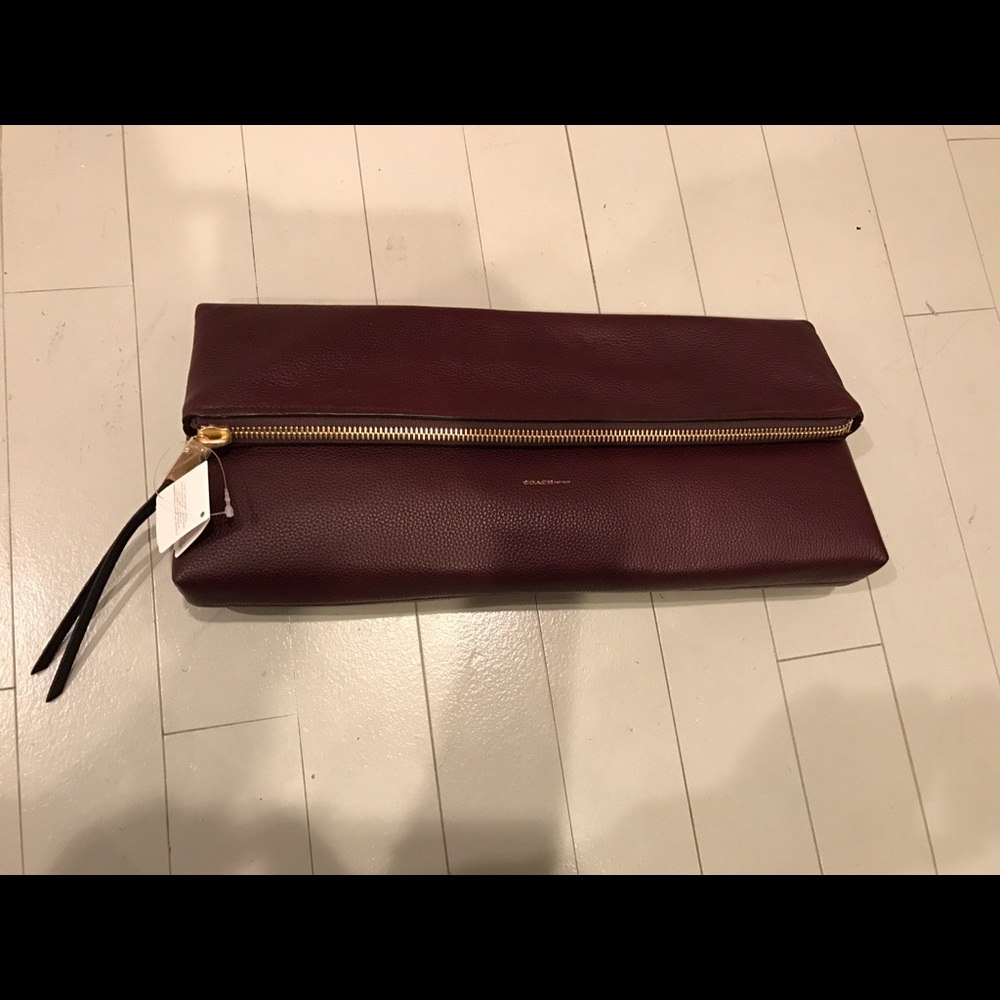 Coach Pebbled Leather Foldover large Clutch