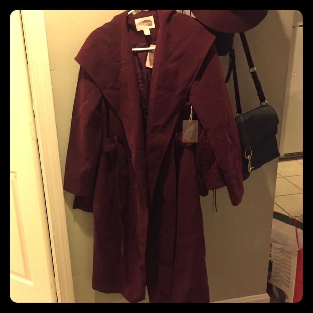 Forever 21 Burgundy Wrap Coat, NWT